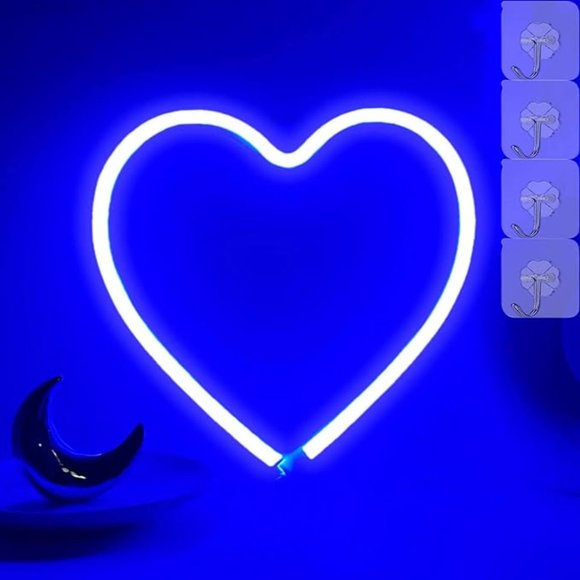 Blue Heart Neon Led Light Wall Decor - Picture 1 of 3